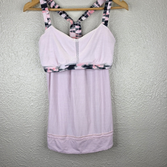 Lululemon Womens Rest Less Tank 2 In 1 Pink Camo Wamo Non Padding Size 8 - Picture 8 of 12